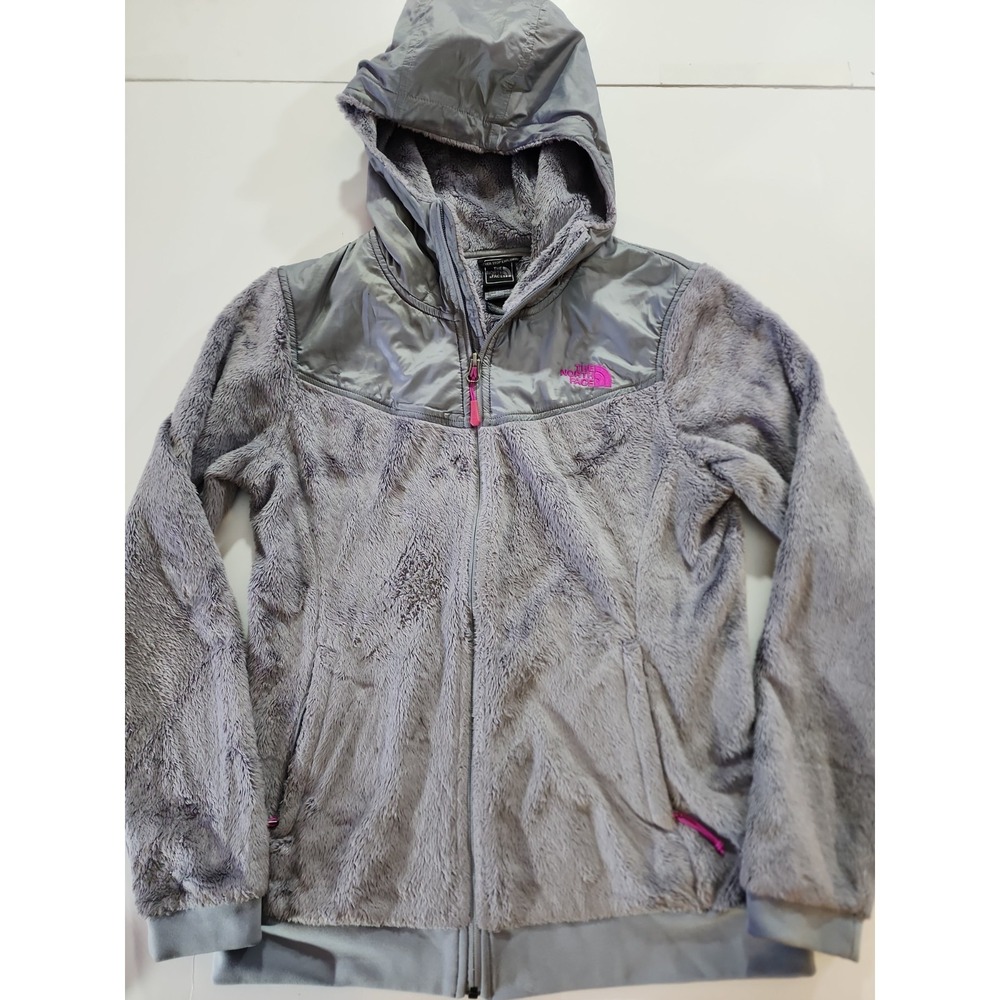 The North Face Sherpa Jacket Womens M Medium Gray‎ Full Zip Fleece Hooded Hoodie